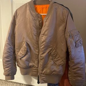 Alpha Industries rose gold bomber